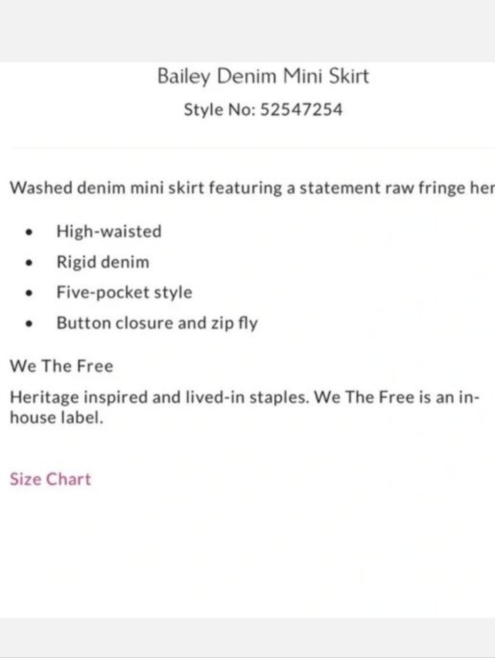 💥Sale💥We The Free Bailey Denim Raw Hem Mini Skirt In Coconut - Picture 7 of 7